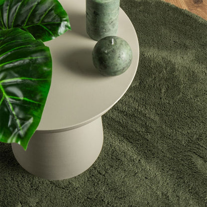 vidaXL Tapis HUARTE à poils courts, doux et lavable, vert forêt, Ø 100 cm