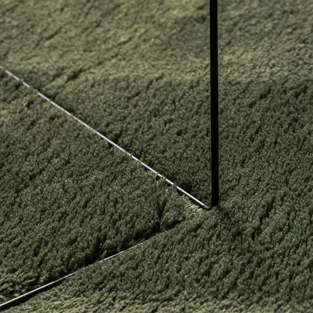 vidaXL Tapis HUARTE à poils courts, doux et lavable, vert forêt, Ø 100 cm