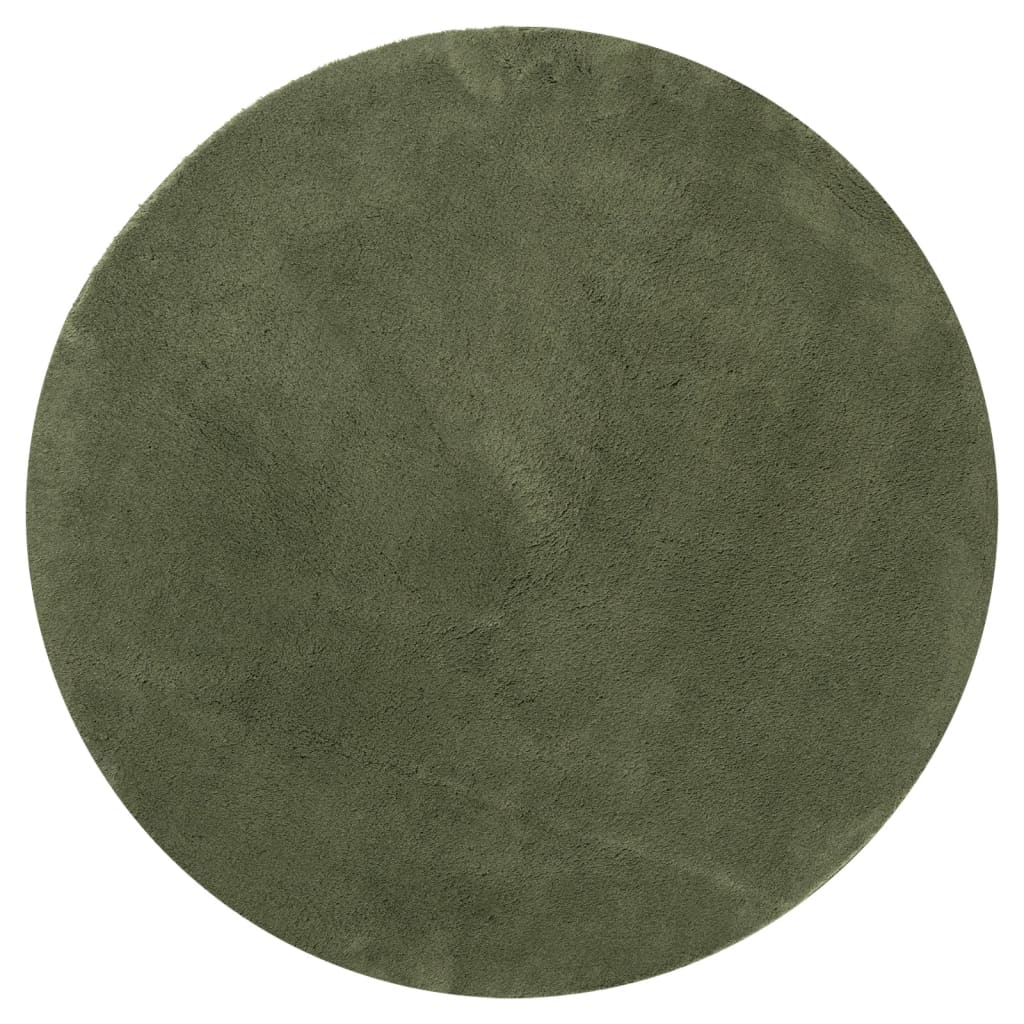 vidaXL Tapis HUARTE à poils courts, doux et lavable, Vert Forêt Ø 120 cm