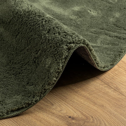 vidaXL Tapis HUARTE à poils courts, doux et lavable, Vert Forêt Ø 120 cm