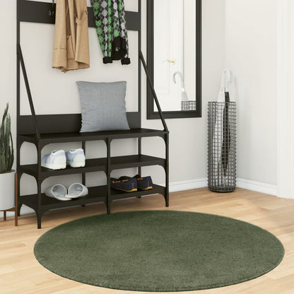 vidaXL Tapis HUARTE à poils courts, doux et lavable, Vert Forêt Ø 120 cm