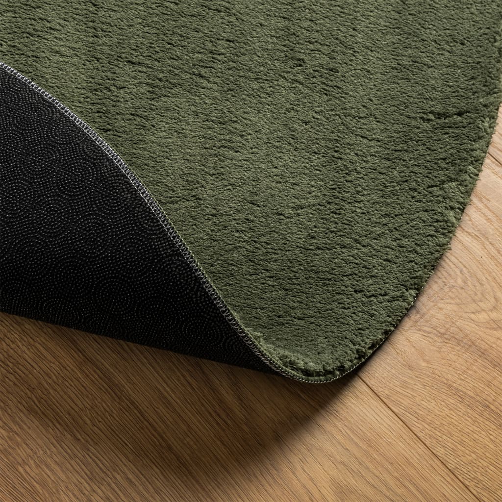 vidaXL Teppich HUARTE Kurzflor Weich und Waschbar Waldgrün Ø 160 cm