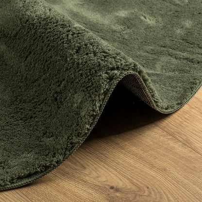 vidaXL Teppich HUARTE Kurzflor Weich und Waschbar Waldgrün Ø 160 cm