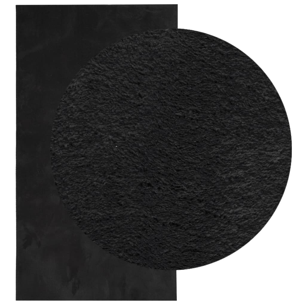 vidaXL Teppich HUARTE Kurzflor Weich und Waschbar Schwarz 60x110 cm