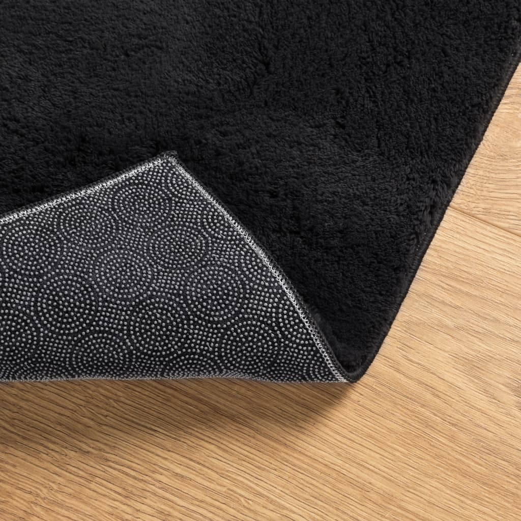 vidaXL Teppich HUARTE Kurzflor Weich und Waschbar Schwarz 60x110 cm