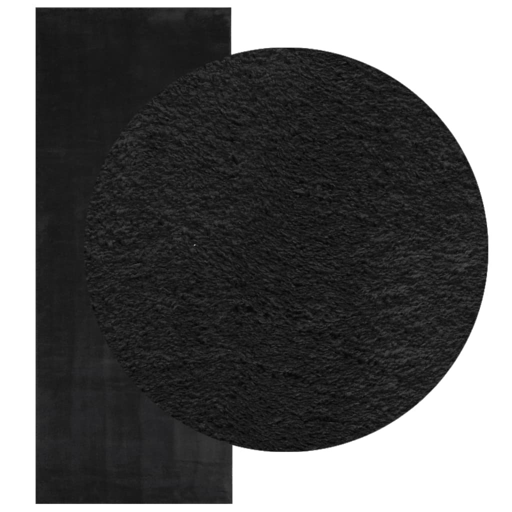 vidaXL Tapis HUARTE à poils courts, doux et lavable, noir 80x200 cm
