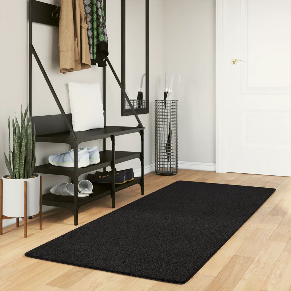 vidaXL Tapis HUARTE à poils courts, doux et lavable, noir 80x200 cm