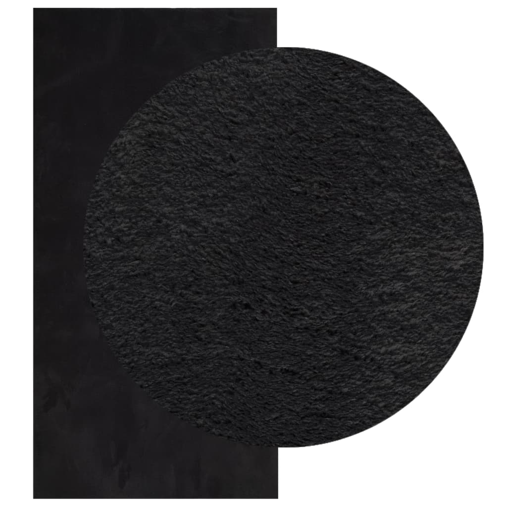 vidaXL Tapis HUARTE à poils courts doux et lavable Noir 100x200 cm