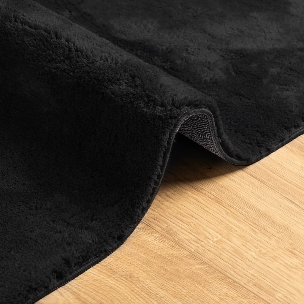 vidaXL Tapis HUARTE à poils courts doux et lavable Noir 100x200 cm