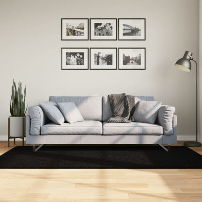 vidaXL Tapis HUARTE à poils courts doux et lavable Noir 100x200 cm