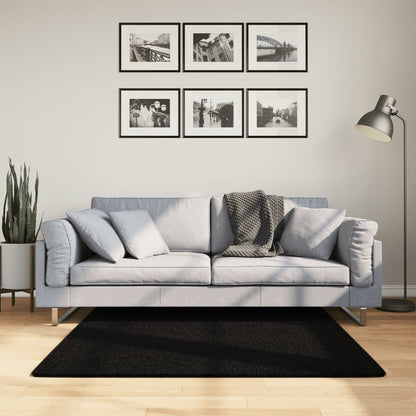 vidaXL Teppich HUARTE Kurzflor Weich und Waschbar Schwarz 120x120 cm