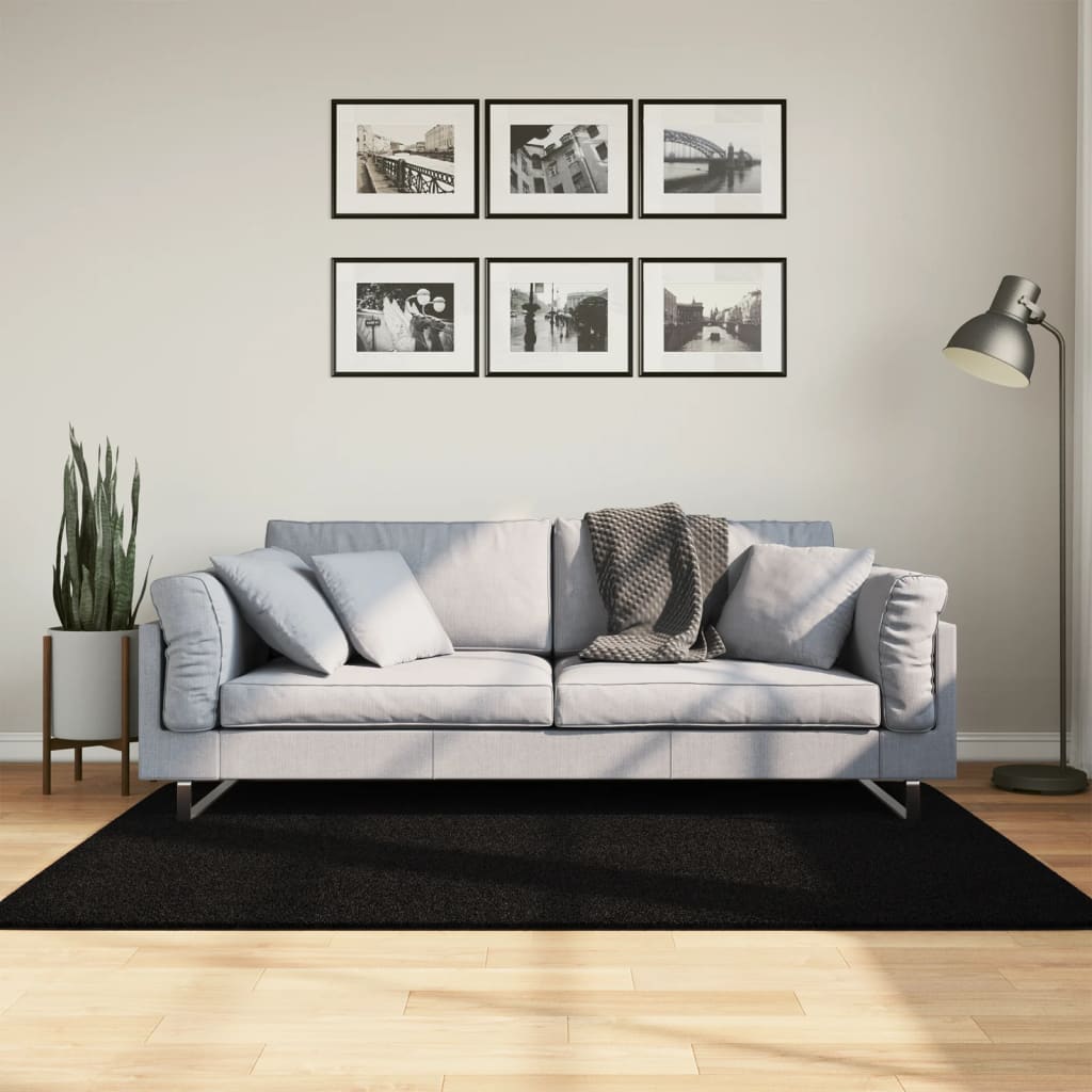 vidaXL Tapis HUARTE à poils courts, doux et lavable, noir 120x170 cm