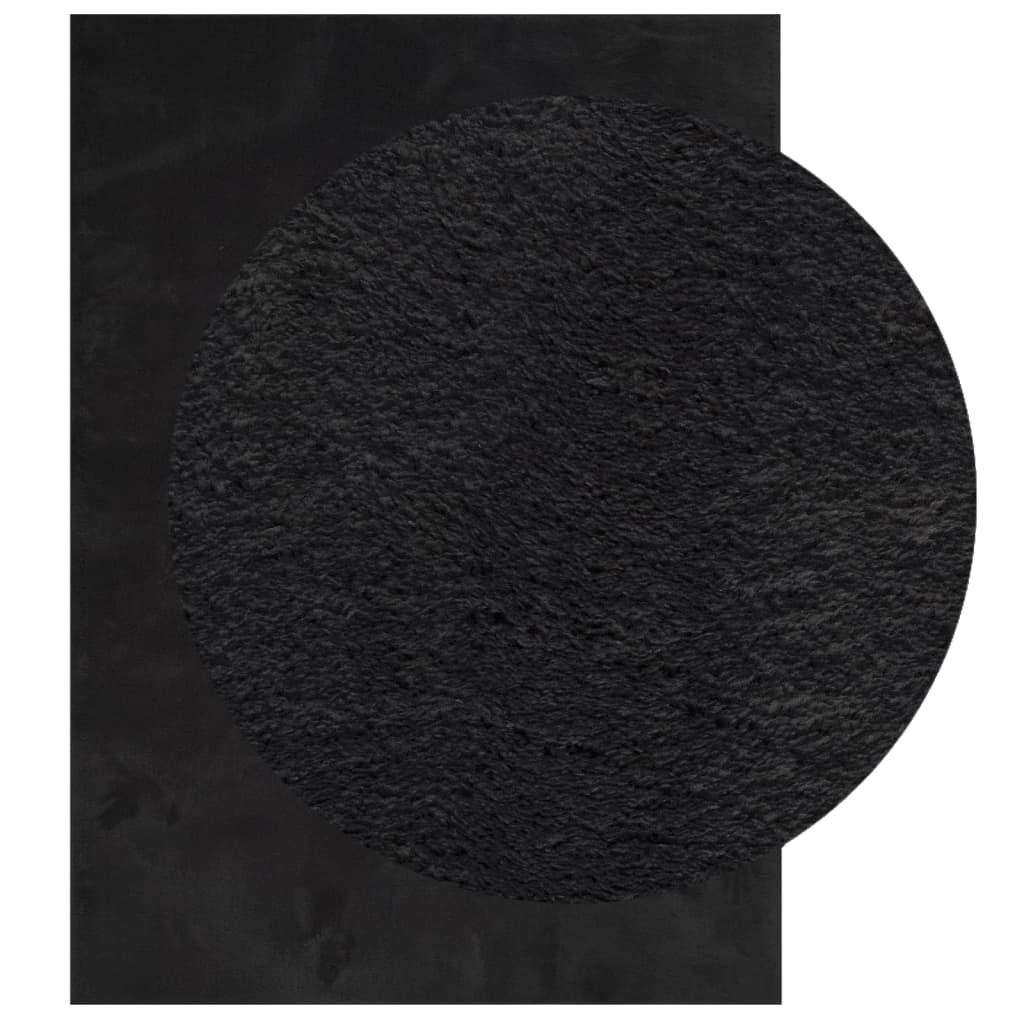 vidaXL Tapis HUARTE à poils courts doux et lavable Noir 140x200 cm