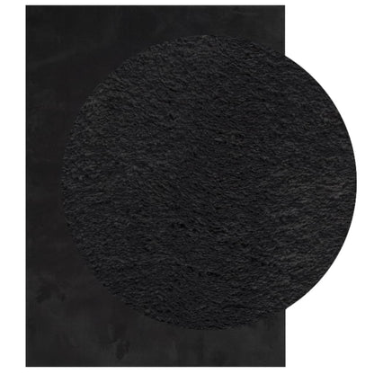vidaXL Tapis HUARTE à poils courts doux et lavable Noir 140x200 cm
