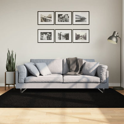 vidaXL Tapis HUARTE à poils courts doux et lavable Noir 140x200 cm