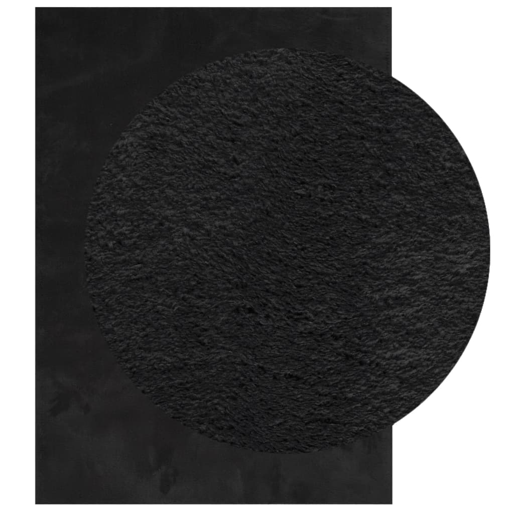 vidaXL Tapis HUARTE à poils courts, doux et lavable, noir 160x230 cm