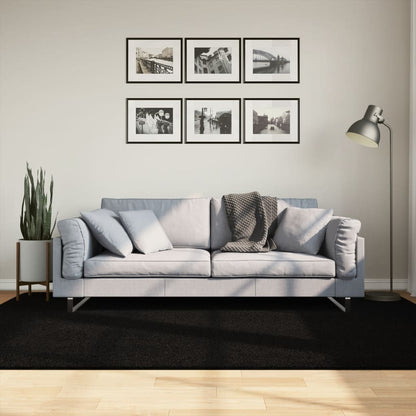 vidaXL Tapis HUARTE à poils courts, doux et lavable, noir 160x230 cm