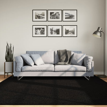 vidaXL Teppich HUARTE Kurzflor Weich und Waschbar Schwarz 200x200 cm