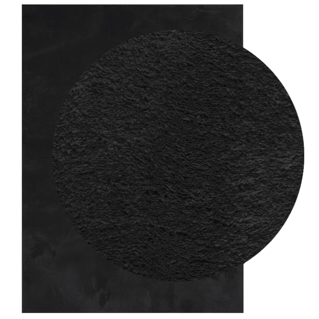 vidaXL Tapis HUARTE à poils courts, doux et lavable Noir 200x280 cm