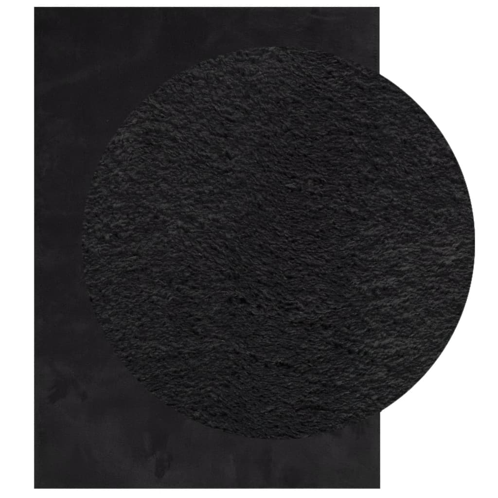 vidaXL Tapis HUARTE à poils ras doux et lavable noir 240x340 cm