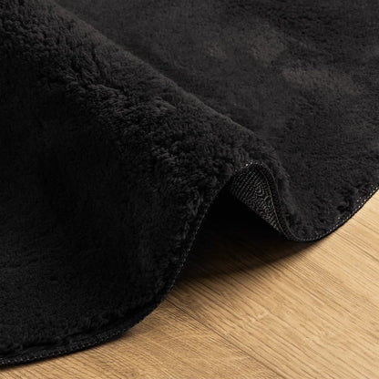 vidaXL Tapis HUARTE à poils courts doux et lavable Noir Ø 80 cm