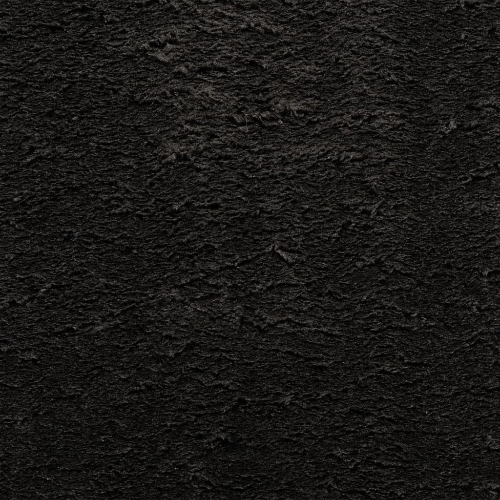 vidaXL Tapis HUARTE à poils courts doux et lavable Noir Ø 80 cm