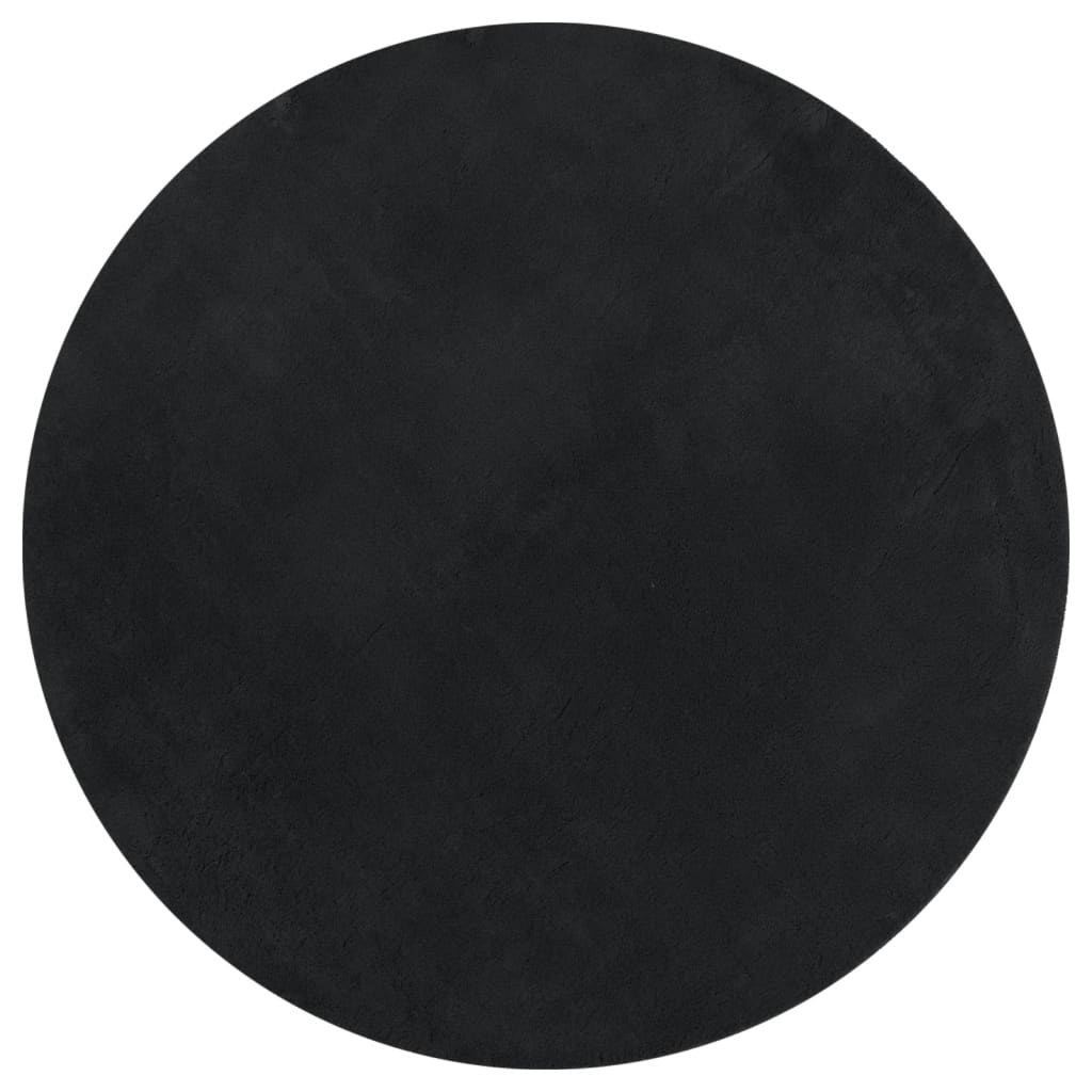 vidaXL Teppich HUARTE Kurzflor Weich und Waschbar Schwarz Ø 100 cm