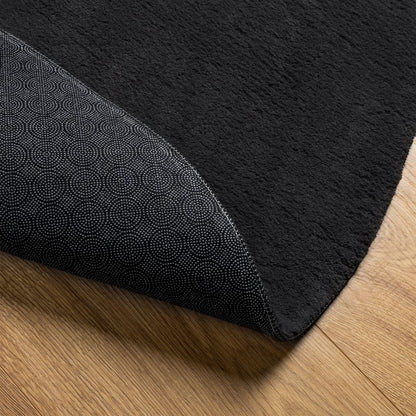 vidaXL Teppich HUARTE Kurzflor Weich und Waschbar Schwarz Ø 100 cm