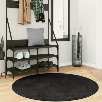 vidaXL Tapis HUARTE à poils courts, doux et lavable Noir Ø 120 cm