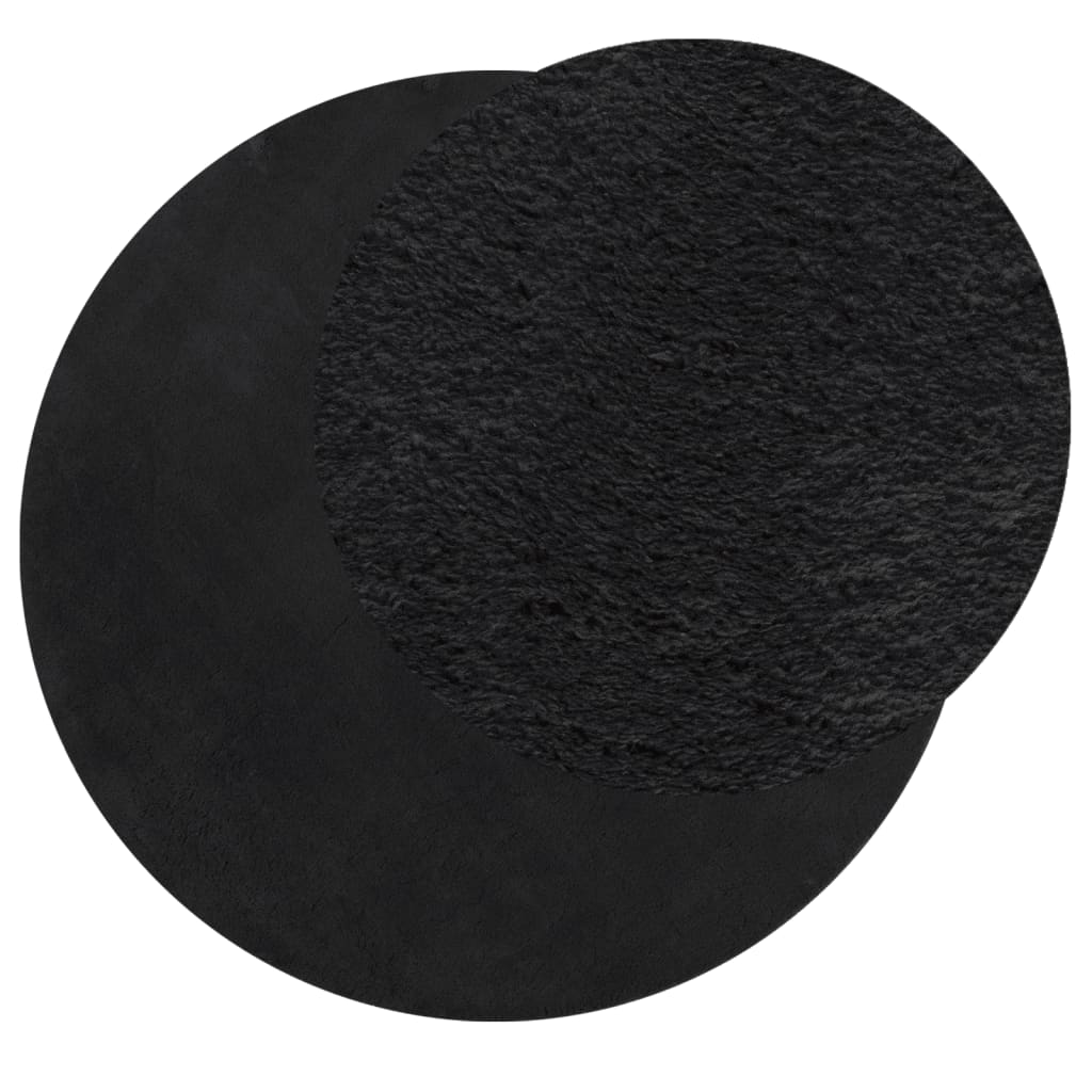 vidaXL Tapis HUARTE à poils ras doux et lavable Noir Ø 160 cm