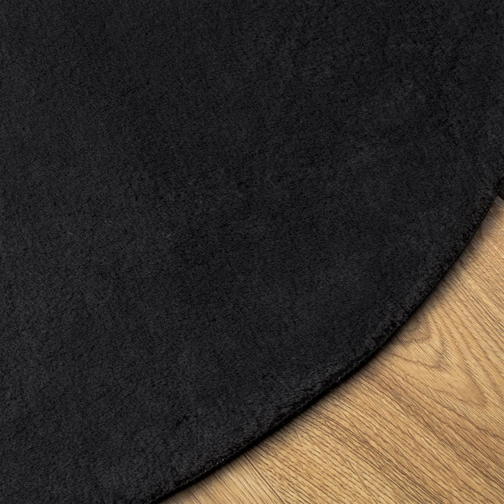 vidaXL Tapis HUARTE à poils ras doux et lavable Noir Ø 160 cm