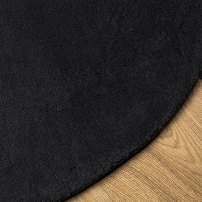 vidaXL Tapis HUARTE à poils ras doux et lavable Noir Ø 160 cm