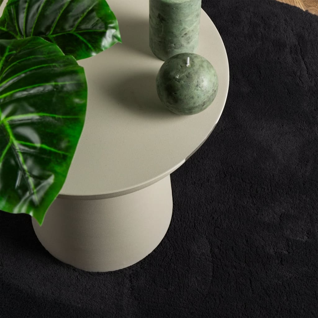 vidaXL Tapis HUARTE à poils ras doux et lavable Noir Ø 160 cm
