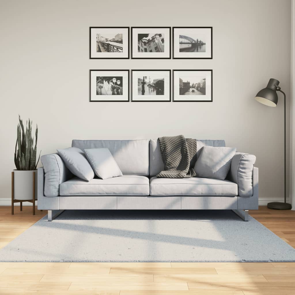 vidaXL Teppich HUARTE Kurzflor Weich und Waschbar Blau 160x160 cm