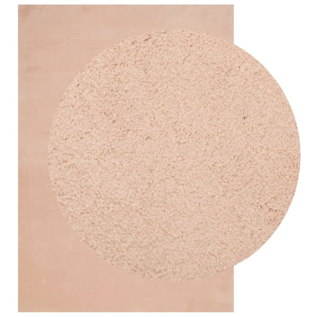 vidaXL Tapis HUARTE à poils courts, doux et lavable Rose pâle 120x170 cm