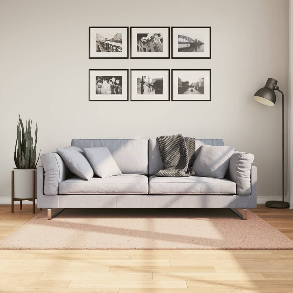 vidaXL Tapis HUARTE à poils courts, doux et lavable Rose pâle 120x170 cm