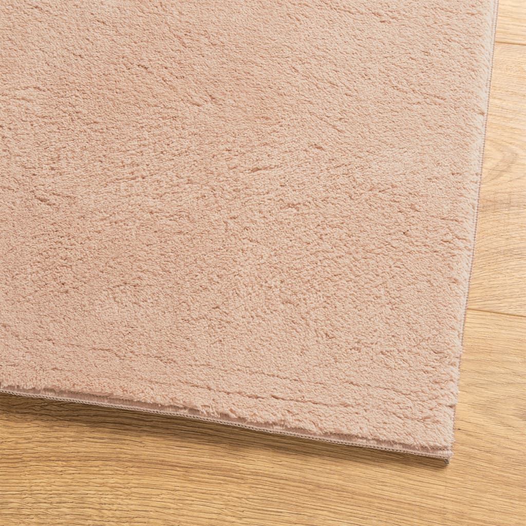 vidaXL Teppich HUARTE Kurzflor Weich und Waschbar Blassrosa 140x200 cm