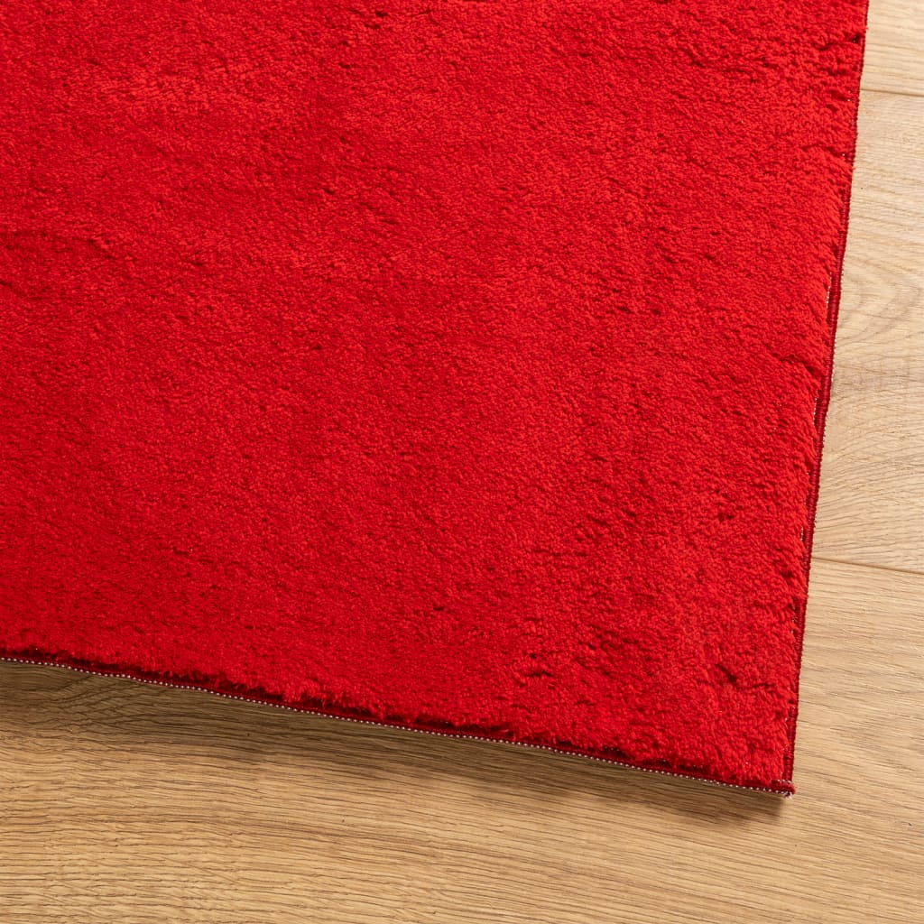 vidaXL Tapis HUARTE à poils courts doux et lavable rouge 140x200 cm