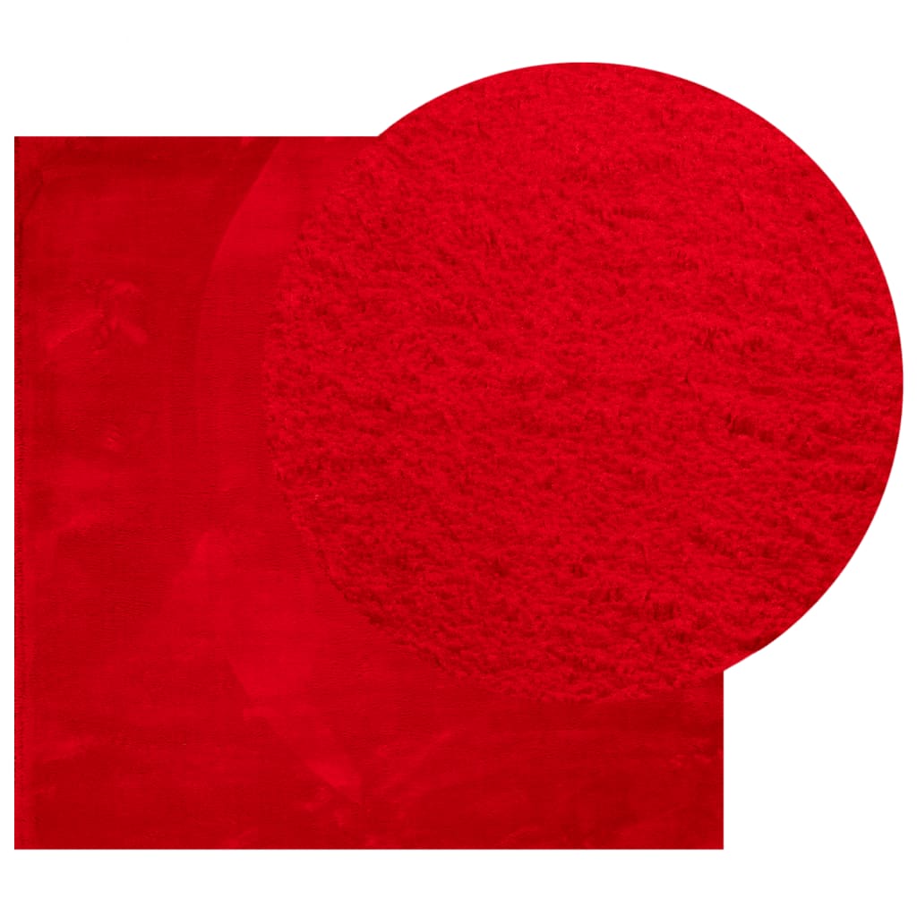 vidaXL Tapis HUARTE à poils courts, doux et lavable, rouge 160x160 cm