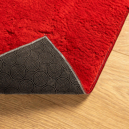 vidaXL Tapis HUARTE à poils courts, doux et lavable, rouge 160x160 cm