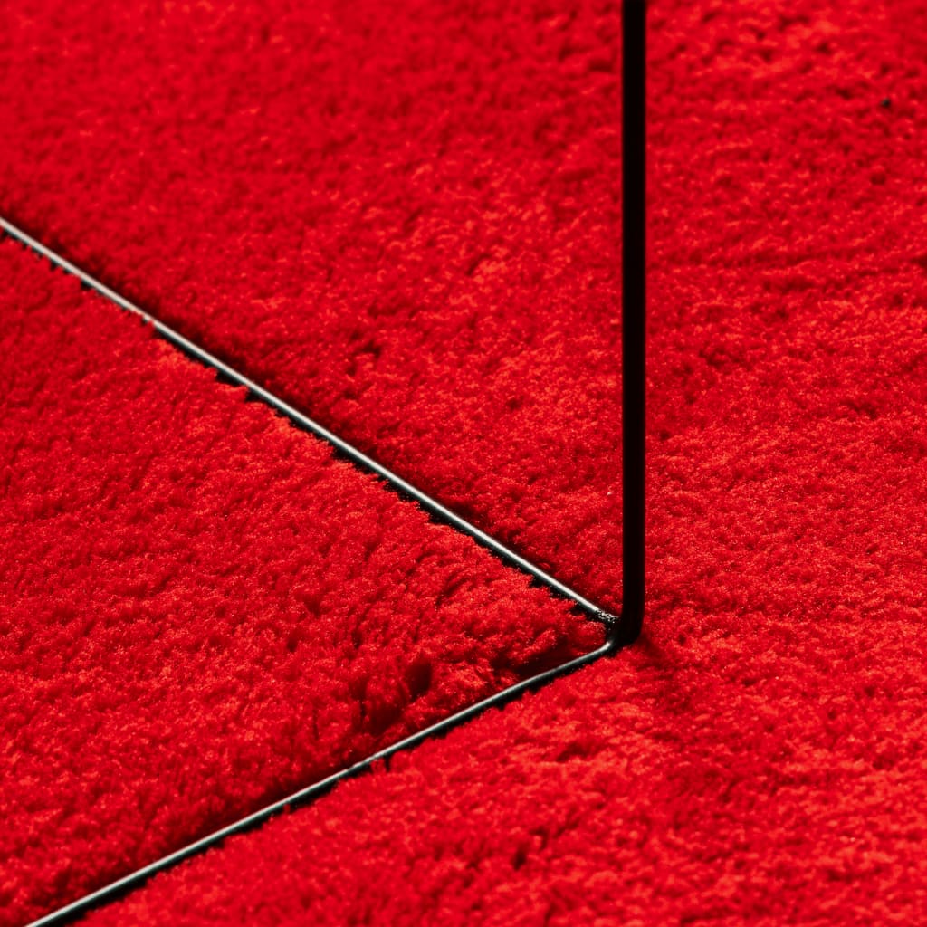 vidaXL Tapis HUARTE à poils courts, doux et lavable, rouge 160x160 cm