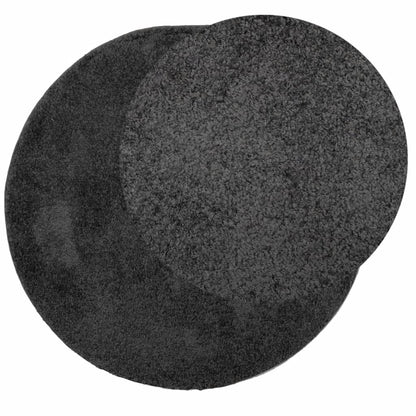 vidaXL Teppich Shaggy Hochflor Modern Anthrazit Ø 80 cm
