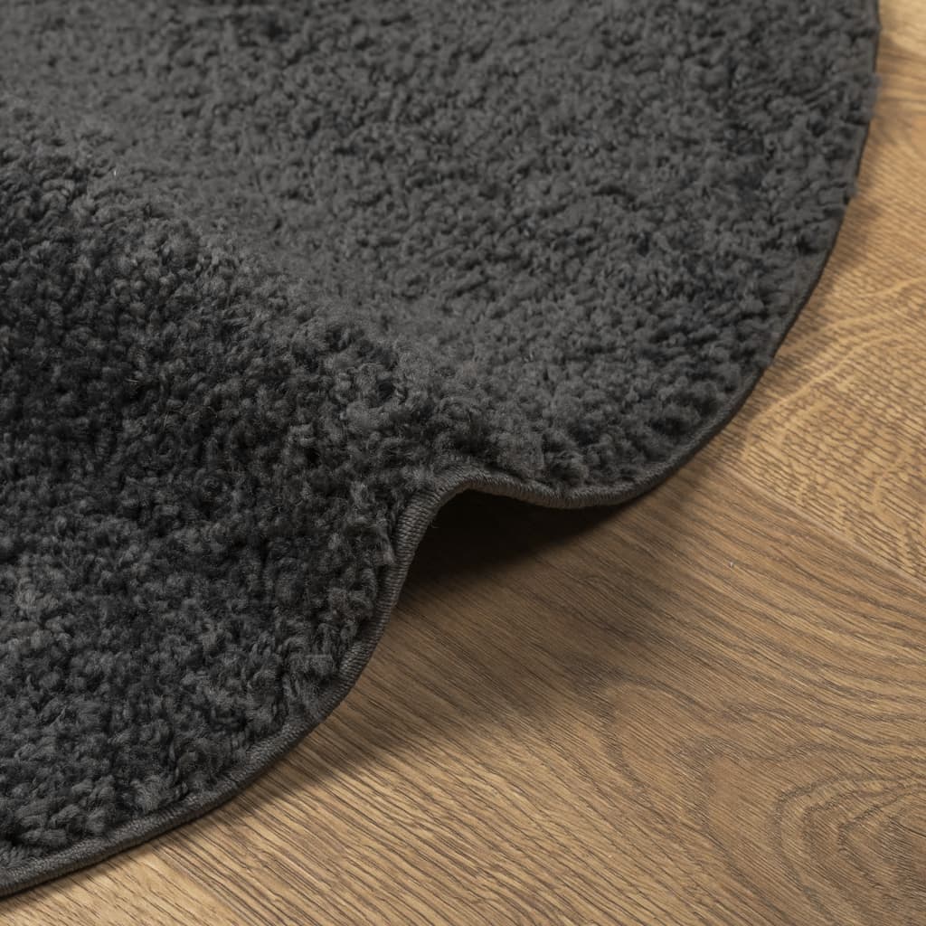 vidaXL Teppich Shaggy Hochflor Modern Anthrazit Ø 80 cm
