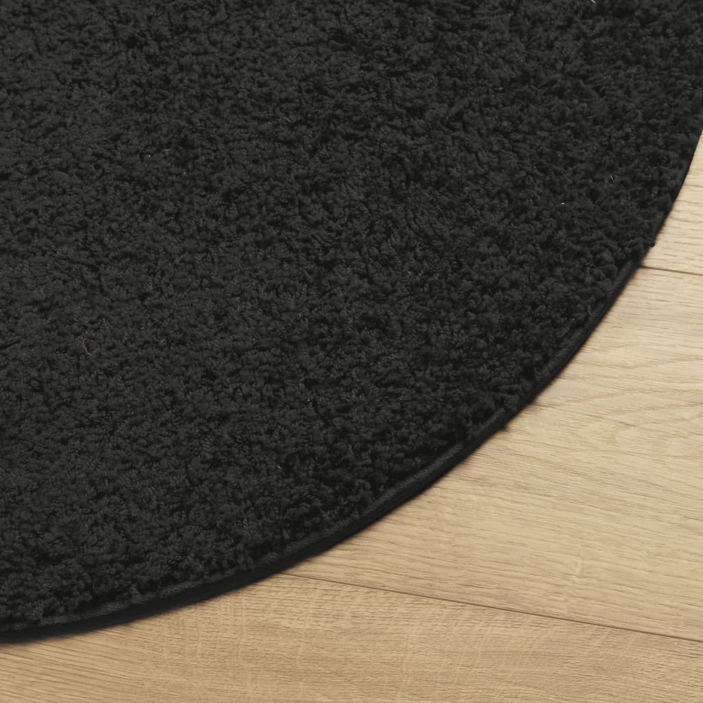 vidaXL Tapis à poils longs shaggy PAMPLONA moderne noir Ø 100 cm