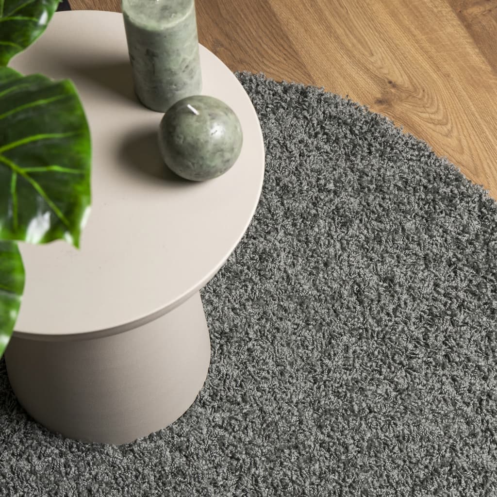 vidaXL Teppich Shaggy Hochflor Modern Grün Ø 80 cm
