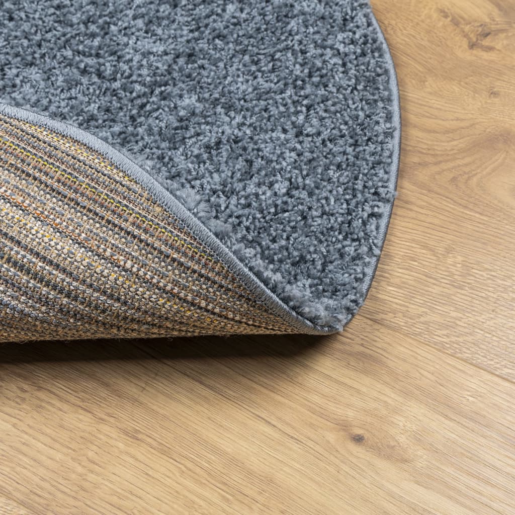 vidaXL Teppich Shaggy Hochflor Modern Blau Ø 100 cm