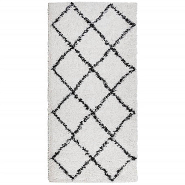 vidaXL Teppich Shaggy Hochflor Modern Creme und Schwarz 100x200 cm