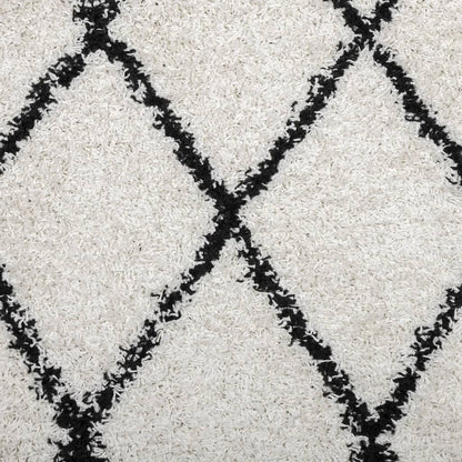 vidaXL Teppich Shaggy Hochflor Modern Creme und Schwarz Ø 280 cm