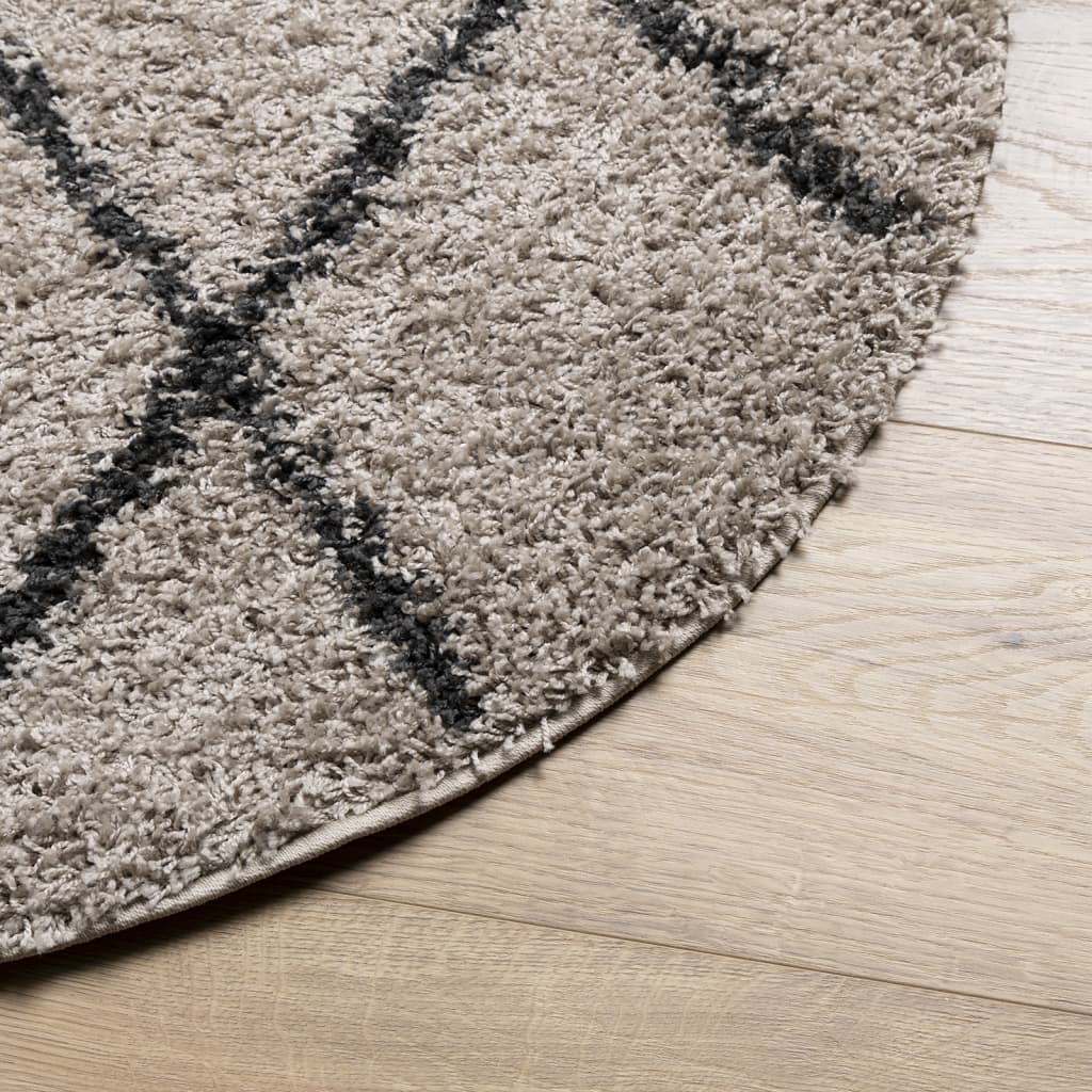 vidaXL Tapis Shaggy PAMPLONA à poils longs moderne beige anthracite Ø 80 cm