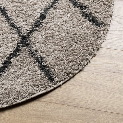 vidaXL Tapis Shaggy PAMPLONA à poils longs moderne beige anthracite Ø 80 cm